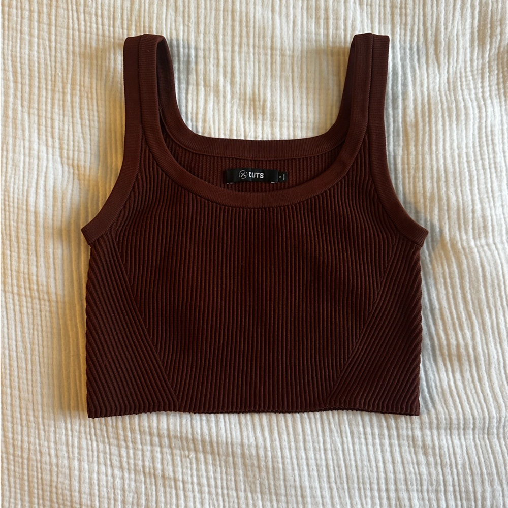 Cuts Women's Brown Ribbed Tank Top